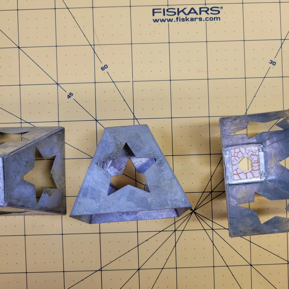 Set of 12 Galvanized Metal Star Cutout Lanterns Rustic Farmhouse Decor 2.5 Inch‎